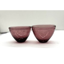 Set of 2 Puprle Amethyst Bubble Glass 4&quot; Lowball Tumbler Glass Bowl Barware Dess - $20.56