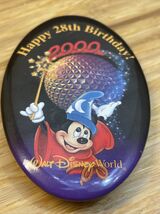 Vintage WDW Walt Disney World Epcot Happy 28th Birthday Button Mickey KG JD - $9.90