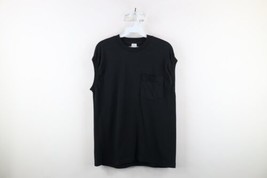 Vintage 90s Streetwear Mens Large Faded Blank Sleeveless Muscle T-Shirt Black - £31.10 GBP