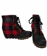 Sorel PDX Wedge Boots Women’s 7 Red Black Buffalo Plaid NL2570-010 - $81.48 CAD