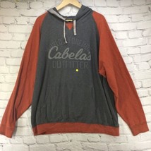 Cabelas Hoodie Mens XL Sweatshirt Gray Orange Raglan Pullover Flawed - £13.15 GBP