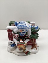 Fitz And Floyd The Flurries Snowman Christmas Holiday Winter Napkin Holder  - £30.20 GBP