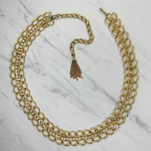 Vintage Rhinestone Gold Tone Metal Chain Link Belt Size XS Small S - £23.18 GBP