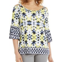 JM Collection Petite PM Beach Bliss Printed Cold Shoulder Bell Sleeve Top NWTS21 - £18.16 GBP