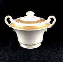 Vintage Old Ivory Syracuse China Bracelet Gold Encrusted Sugar Bowl &amp; Li... - $17.76