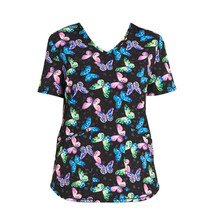 Scrubstar Women&#39;s Blissful Flutters V-Neck Scrub Top, Size S/CH - $18.80