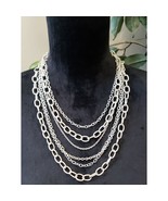 Women Fashion Retro Silver Tone Multi Layered Chains Statement Necklace ... - $47.18 CAD