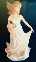 New 12" Annie Rowe "Floral Treasures" Girl Figurine Leonardo Coll'n Like Lladro - $109.99