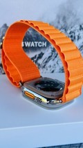 Diamond Polished 49MM Apple Watch ULTRA 2 Titanium Orange Band Custom Authentic - £1,361.21 GBP