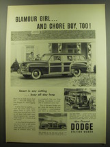 1949 Dodge Coronet Station Wagon Ad - Glamour girl.. and chore boy, too! - £14.61 GBP