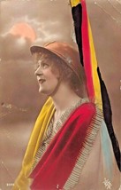 Beautiful Young Woman~Patriotic Belgian FLAG-1919 French Photo Postcard - £7.69 GBP