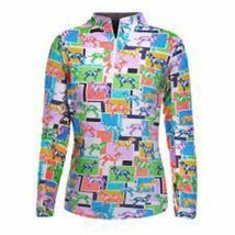 NWT Ladies IBKUL Radmodog Multi Long Sleeve Mock Golf Shirt - S & L image 2