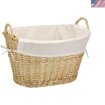 Willow Wicker Laundry Basket with Handles and Liner | Natural Brown - $75.22