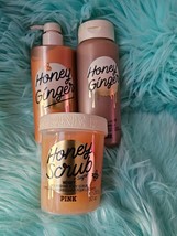 Victoria Secret Pink Honey Ginger Fragrance Mist &amp; Body Lotion &amp; Body Sc... - £44.95 GBP