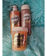 Victoria Secret Pink Honey Ginger Fragrance Mist &amp; Body Lotion &amp; Body Sc... - £44.11 GBP