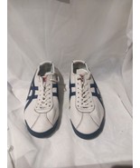 Onitsuka Tiger Trainers (Size 6.5) WHITE BLUE Leather Express SHIPPING - $57.38
