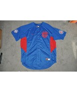 NIKE Chicago Cubs Men&#39;s Jersey MLB Blue Red embroidered Button Front SZ- XL - $57.11