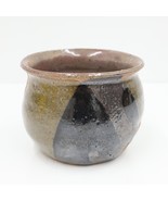 Vtg Clay Stoneware Vase Bowl Planter Drip Glaze Green Black Brown 3.75in... - £25.16 GBP