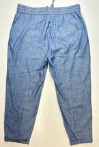 J Crew Pull On Tapered Crop Pants Womens 8 Blue Cotton Lightweight Cuffed *Spot - £9.19 GBP