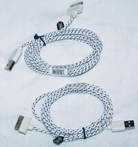 2 WHITE RD CLOTH  IPHONE 5 6 6S CHARGER PHONE CORD &amp; 1 USB RECHARGABLE L... - $4.70