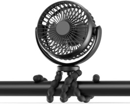 Portable Stroller Fan,3-speed Airflow, Mini Handheld Fan with Flexible   (Black) - $19.79