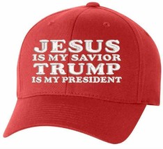 Jesus is my savior Trump is my President Flex Fit Embroidered Hat - £19.97 GBP