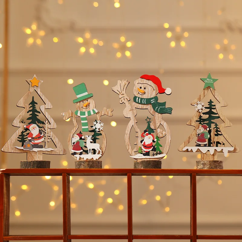 House Home 2022 New Christmas Wooden Pendants Cute Wood Craft Christmas Tree Dec - £20.03 GBP