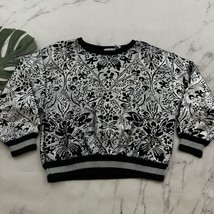Bonnie Bill Womens Vintage 80s Metallic Floral Sweater Size L Black Silv... - $29.69