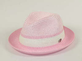 Men's Bently Semi Crushable Fedora Briad Straw Hat Dante DA220 Pink/White image 4