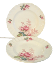 Copeland Spode Dubarry Set 2 Salad Plates 7.5&quot; White w/Pink Roses #2391 England - £13.44 GBP