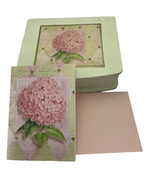 Hydrangea Note Card Set in Matching Wooden Box 8 Cards 9 Envelopes Parti... - $13.20 CAD