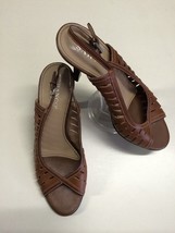 Franco Sarto Women&#39;s Shoes Brown Leather Open Toe Heel Shoe Size 7.5 - $11.88