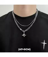 Zircon Star Double Layer Necklace For Men Women Charm Titanium Chain Jew... - $22.99+