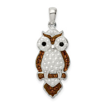 Silver Rhod-pltd Imitation Pearl/Preciosa Crystal Owl Pendant QC9640 - $66.06