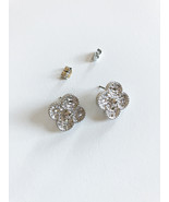 Textured Silver Quatrefoil Motif Earrings - $45.00