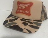 Vintage Miller Beer Trucker High Life Beer Summer Hat Adjustable  Camo H... - $17.62