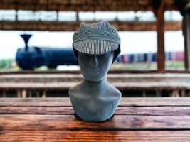 Railroad Conductor Engineer Striped Hat Vintage USA M Adjustable Sue Townsend - £14.80 GBP