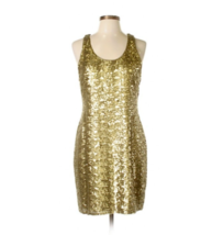Alice and Olivia Gold Sequinned Sheath Cocktail Party Dress L - £106.82 GBP