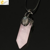 CSJA Natural Stone Crystal Pendants Semi-Precious Necklace Half Moon Pendant Ant - £13.72 GBP
