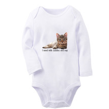 I Need Milk Cuddles And Nap Funny Bodysuit Baby Animal Cat Romper Kids Jumpsuits - £7.82 GBP+