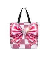 Large  Capacity Pink Checkered Tote,  Bow Bag,  FREE SHIP - $627.24 MXN