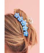 Light Blue 60s Flowers Cute Hair Claw - $3.18