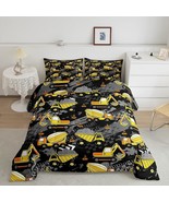 Yellow Truck Comforter Set Queen Size, Excavator Transporter Truck Beddi... - $82.99