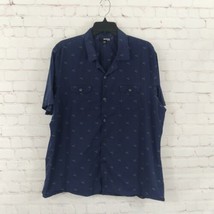 Murano Shirt Mens XL Blue Geometric Short Sleeve Button Up Slim Fit - $15.98
