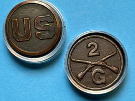 CIRCA 1910-1937, U.S. AND 2nd INFANTRY REGIMENT, G COMPANY, COLLAR DISKS... - €12,96 EUR