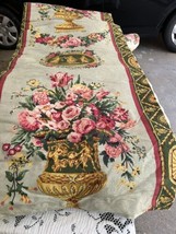 Vtg Very Heavy Drapery Curtains 2 panels Neoclassical Grecian Urns Pink Floral - £256.87 GBP