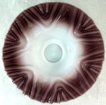 Purple on White Antique  Crimped bowl with Nice Pattern - £20.74 GBP