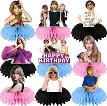 9Pcs Taylor Singer Birthday Decorations Honeycomb Centerpiece 3D Taylor ... - £24.59 GBP