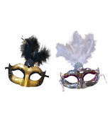 15 Black and White Feather Masks Mardi Gras Masquerade Lot Silver Gold - $471.36 MXN