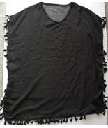 Sleeveless Sheer V-Neck Tunic Top Cover Up One Size, Black - $8.90